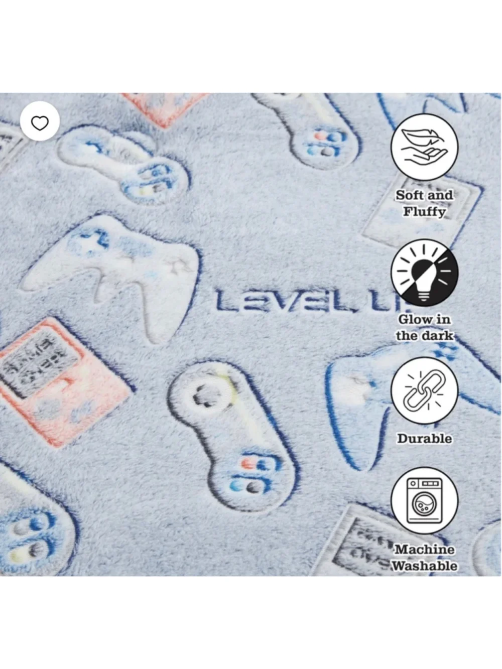 NEW Gamer Comforter Set Full Blue Grey Glow-in-the-Dark